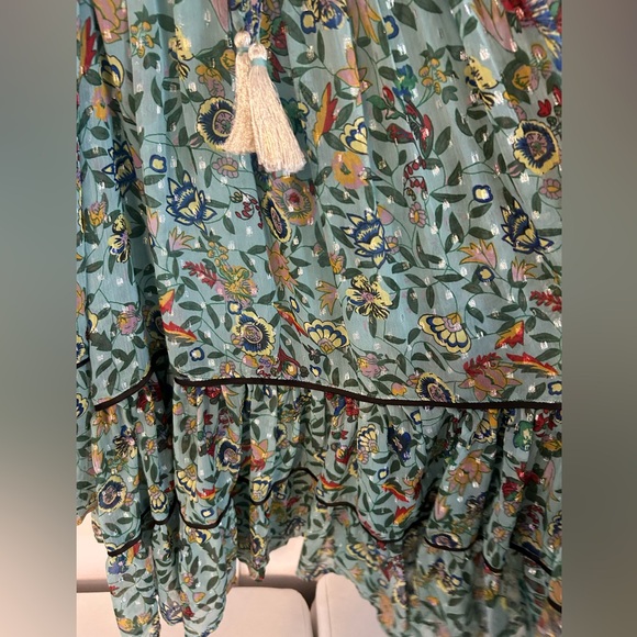 Free People metallic floral balloon sleeve dress - Picture 7 of 12